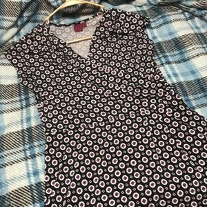 Silky Wrap Dress Size Medium Black with Purple